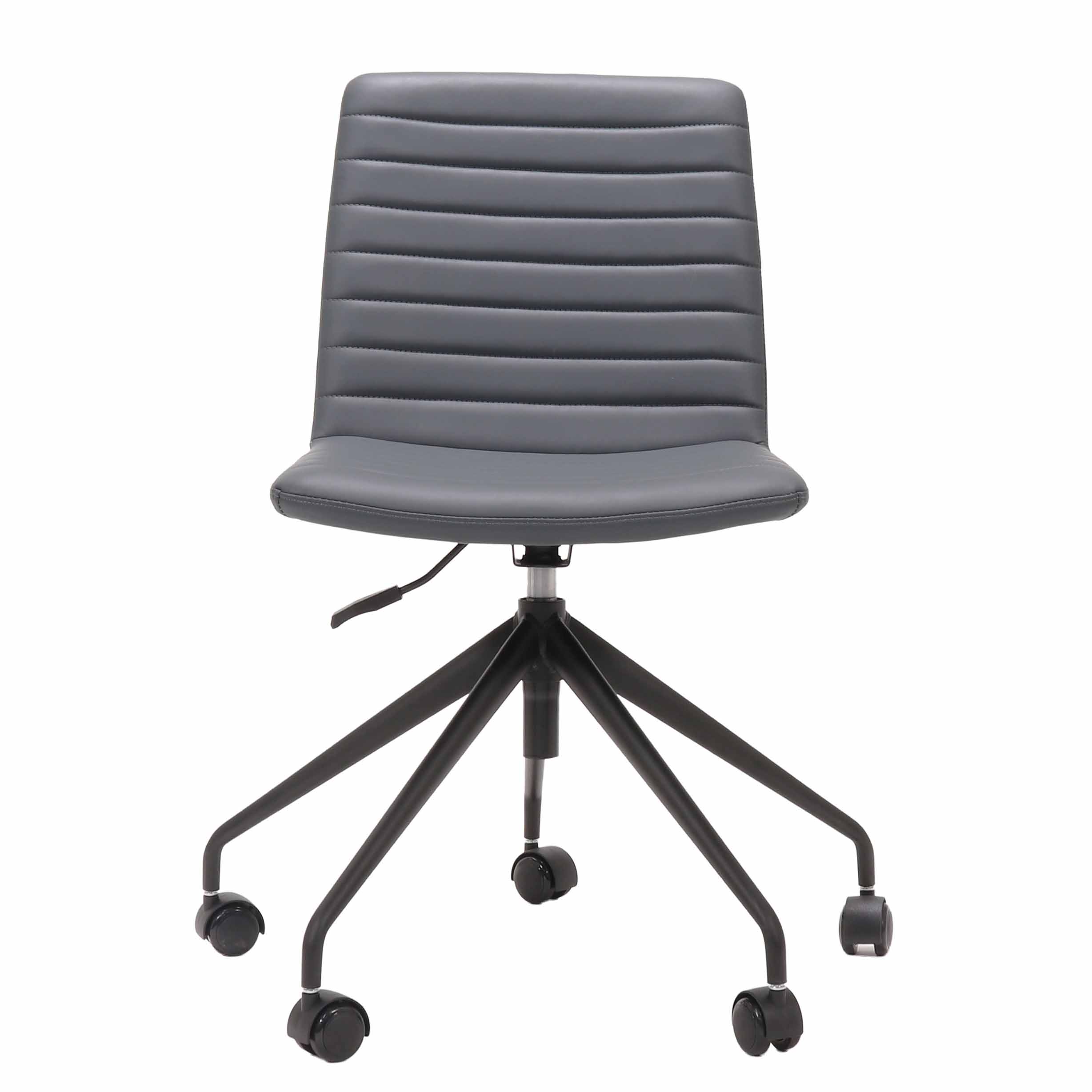 Pixel 5 Star Swivel Chair - No arms - Navy PU - Black Base